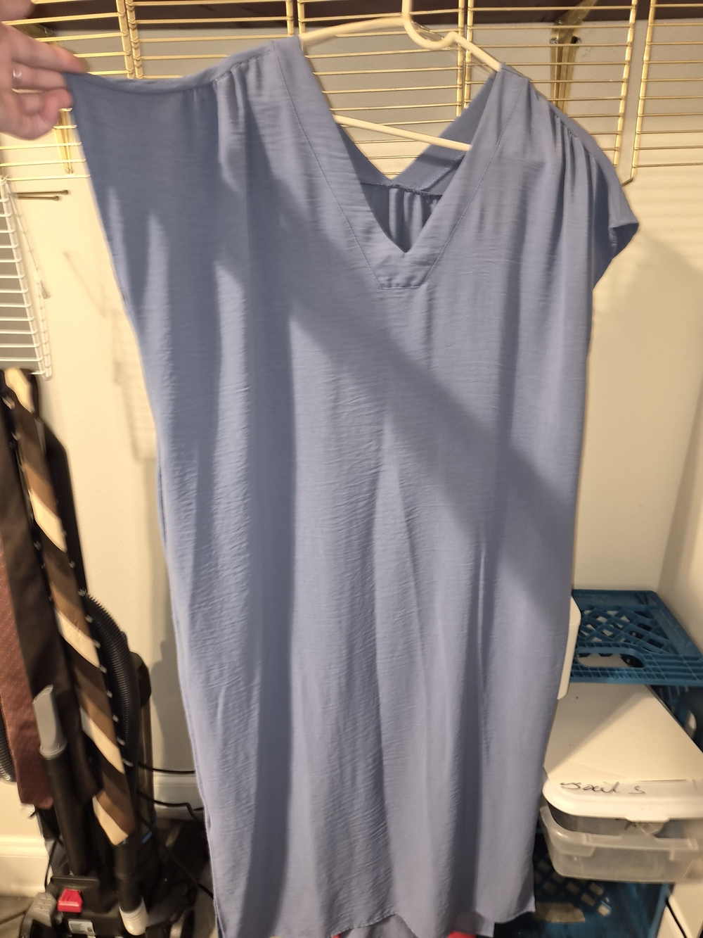 ​Jade by Jane XL Slate Blue Dolman Sleeve Kaftan Shift Dress Side Slits Pockets